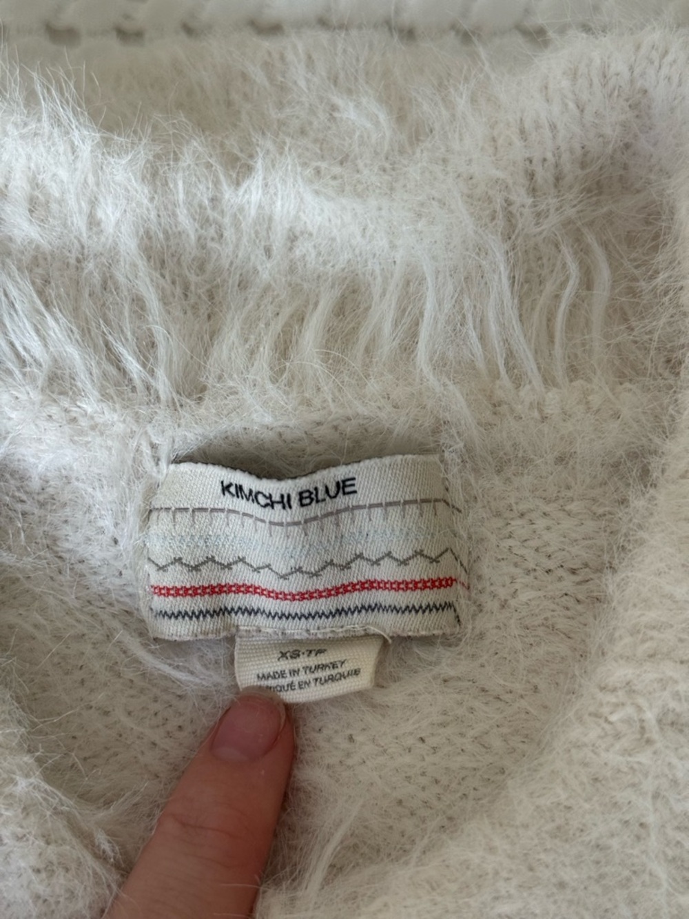 🐩KIMCHI BLUE FUZZY WHITE COLLARED CROP TOP🐩 - Picture 3 of 5